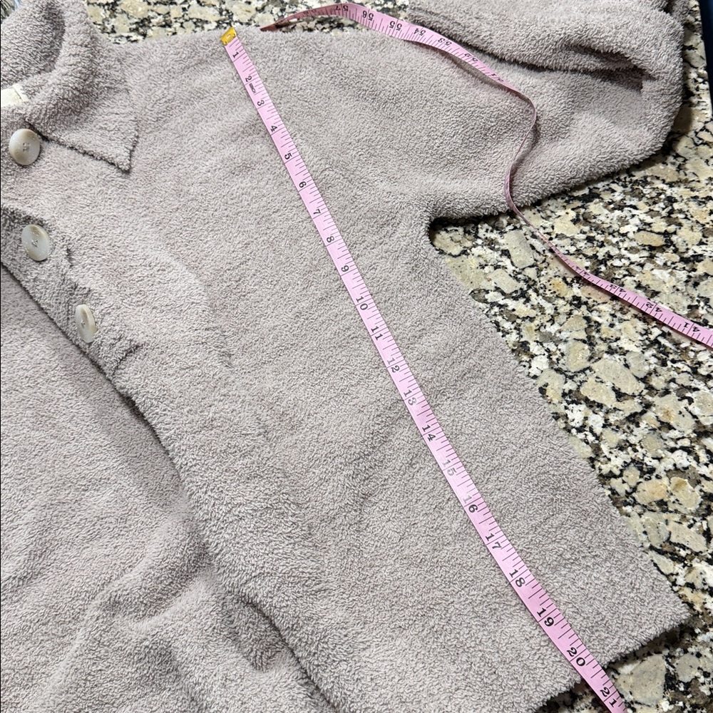 Ugg mowery fleece sweater polo shirt top beige tan granite S - Picture 4 of 8